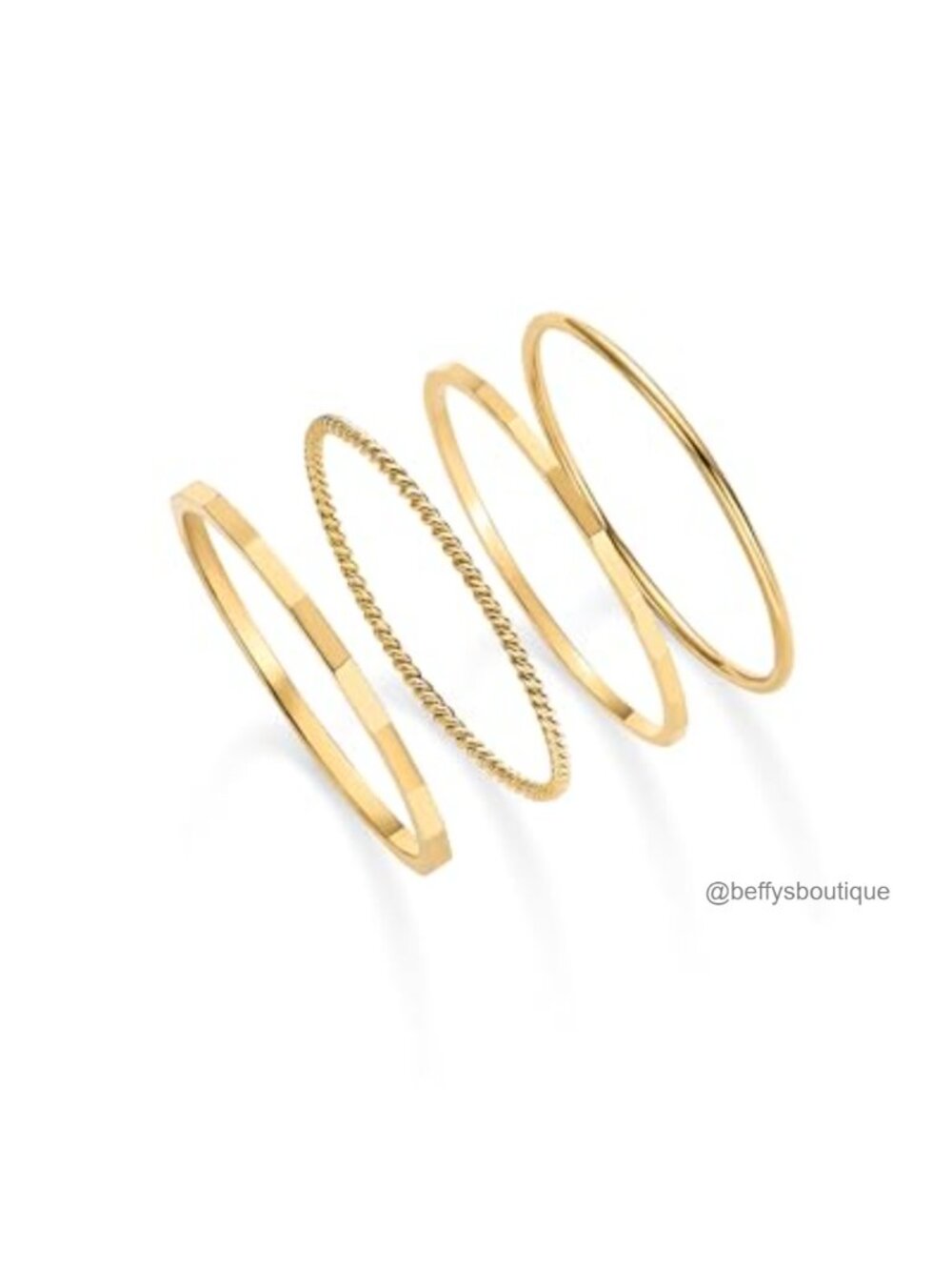 14K Gold Plated Thin Stacking Ring Set 4 Dainty Bands Minimalist